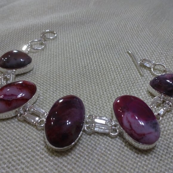 Gorgeous "DENDRITE OPAL" Handmade Sterling Bracelet Size 8" #871A - Picture 3 of 3